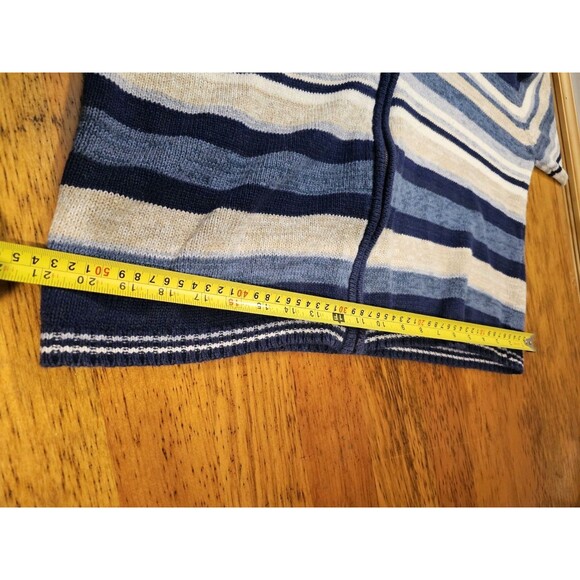 Heirloom Collectibles Sweater Full Zip Knight Ramie Cotton Size M Blue Stripe - Picture 9 of 10